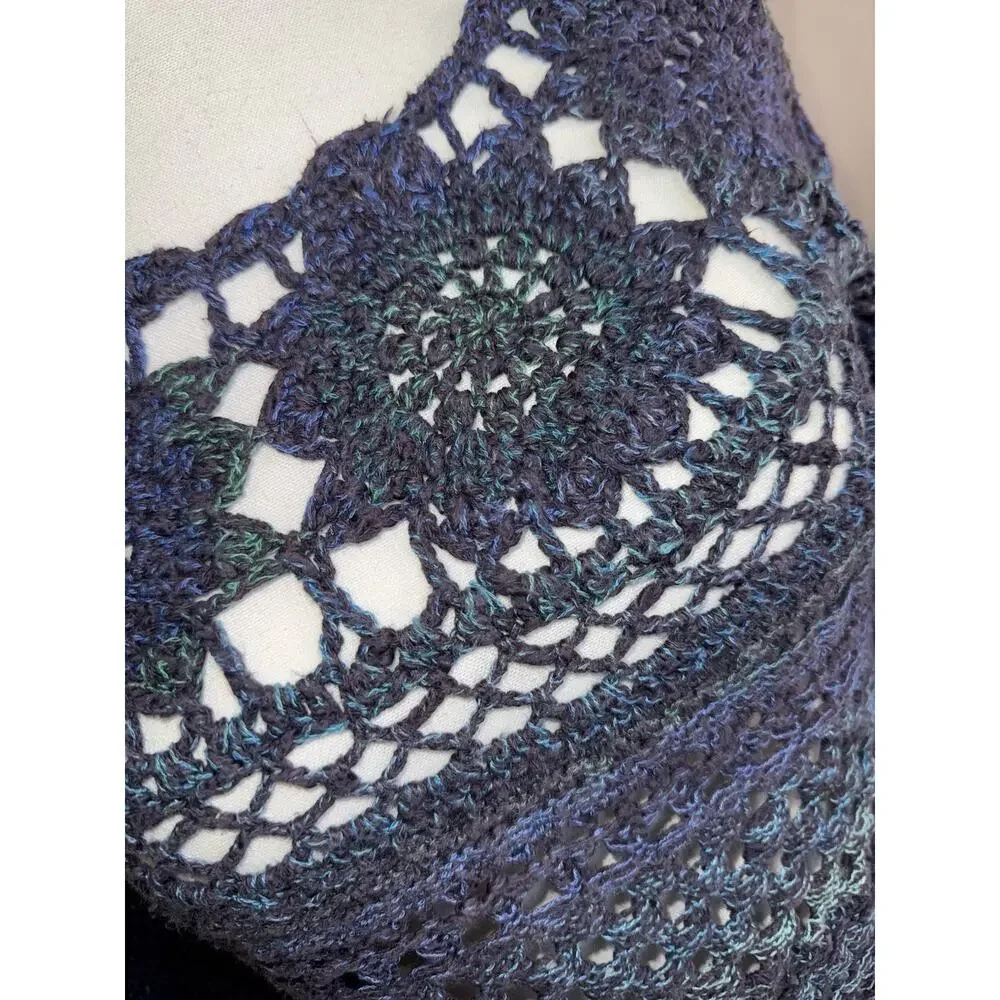 Free People Women’s XS Open Knit Crochet Sweater Boho Festival Purple Blue